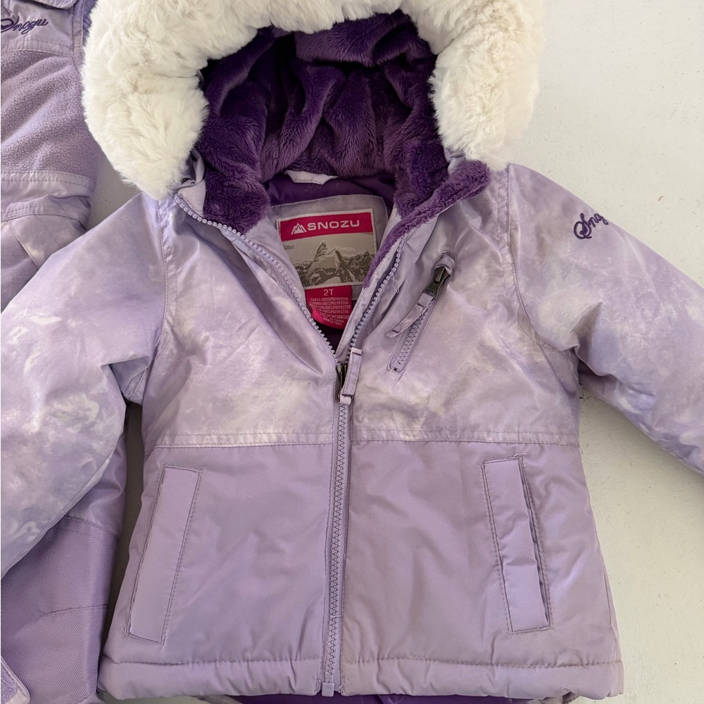 Snozu Lavender Girls Winter Jacket with Faux Fur Hood 2 piece